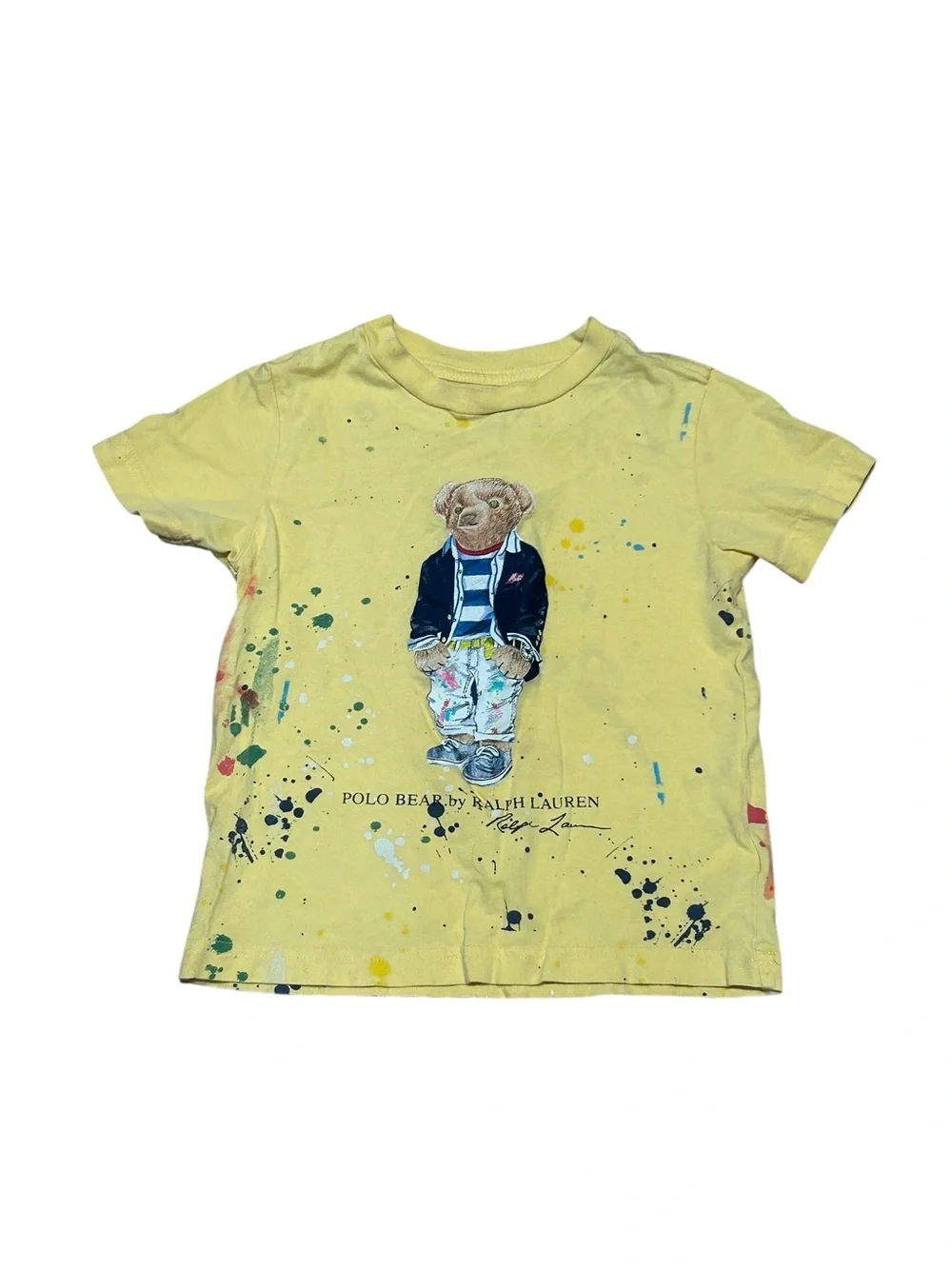 Ralph Lauren Yellow Polo Bear Paint-Splash Tee